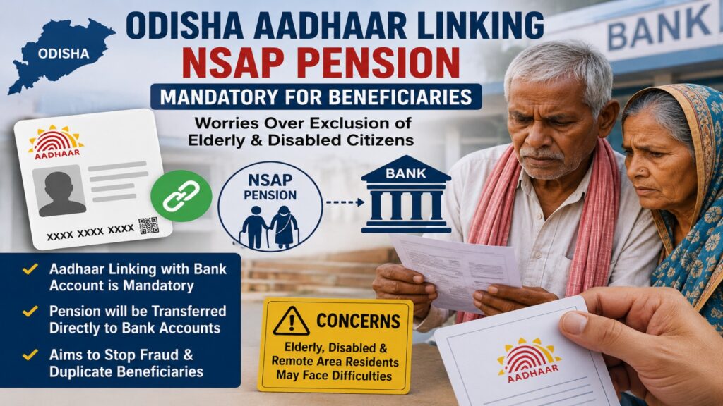 Odisha requires Aadhaar Linking for NSAP pension plans; worries about beneficiary exclusion increase 2 Odisha Aadhaar Linking NSAP Pension