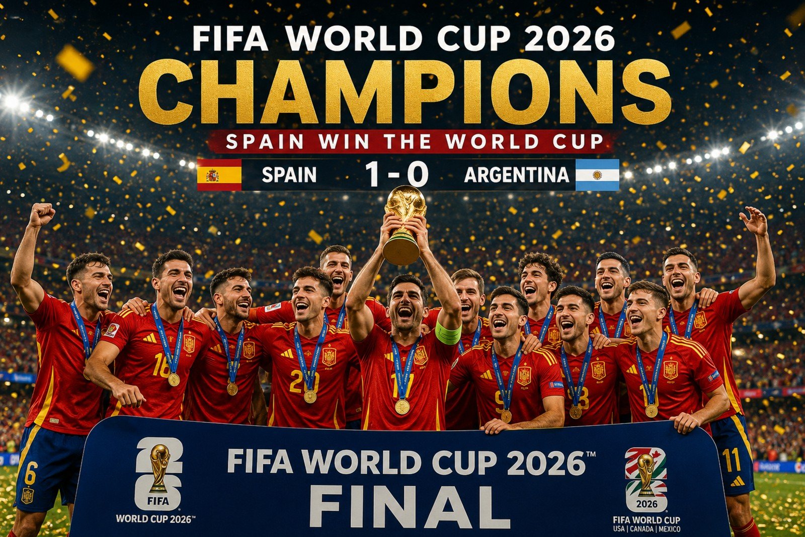 FIFA World Cup 2026 Final: Spain Defeat Argentina 1-0 to Lift Their Second World Cup Trophy