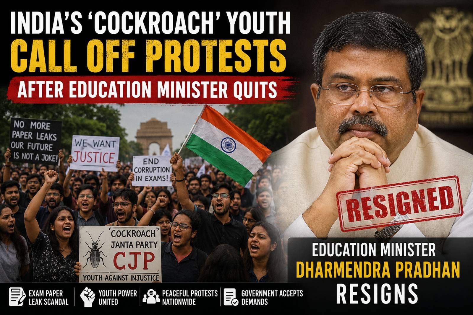 India’s ‘Cockroach’ Youth Movement Ends Protests After Education Minister Dharmendra Pradhan Resigns